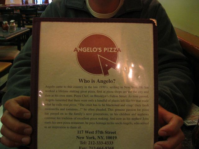 Angelo's Pizza menu 