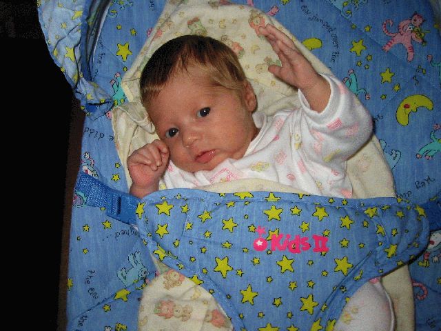 Julie in the bouncy seat