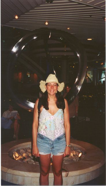 Kari in the lobby of the ship