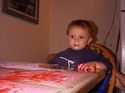 Owen painting his Valentine cards.