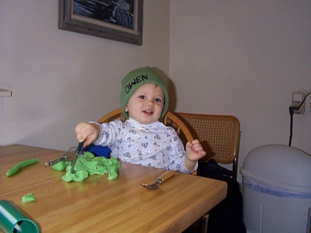 Owen playing with play-doh.