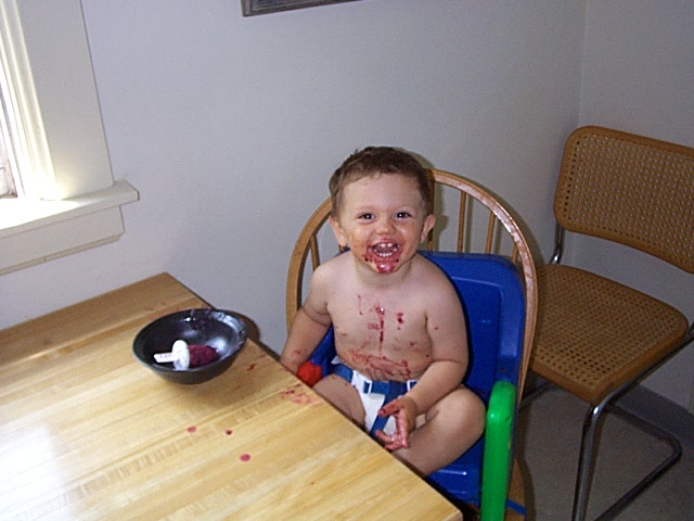 Owen's first popsicle.