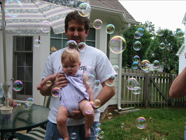 Julie & Daddy with bubbles