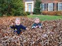Fun together in the leaves!