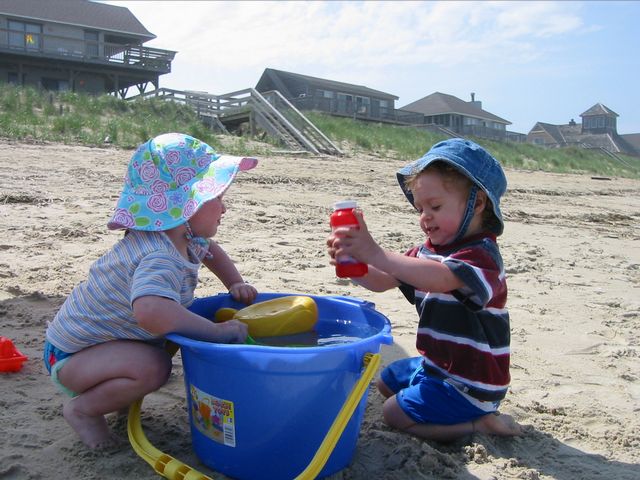 Playing at the beach