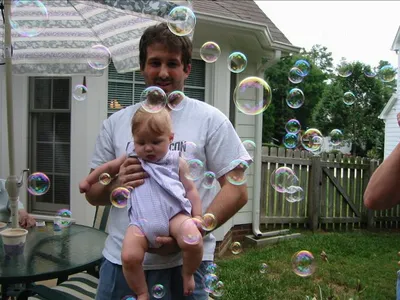 Julie & Daddy with bubbles