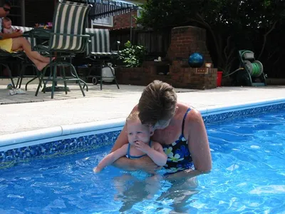 Julie in the pool