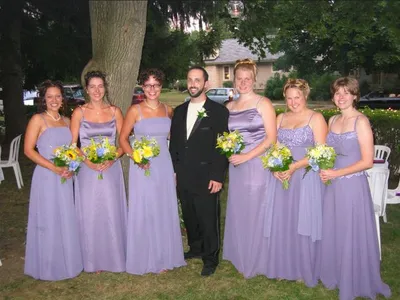 Aaron with bridesmaids