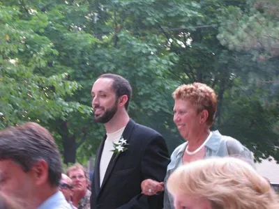 Gayle and Aaron walking down the isle