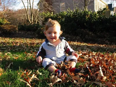 Playing in the leaves