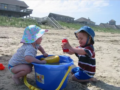 Playing at the beach