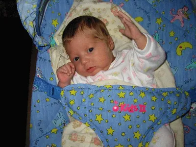 Julie in the bouncy seat
