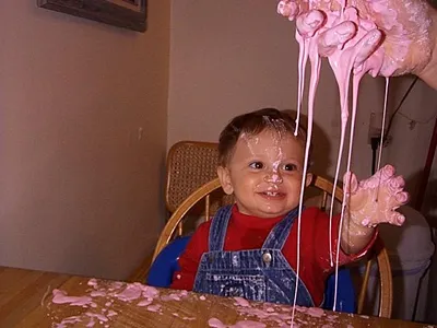 Owen playing with creepy slime!