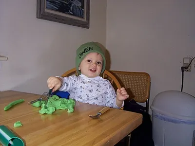 Owen playing with play-doh.