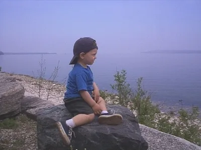 Owen on a rock.