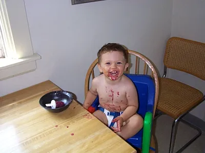 Owen's first popsicle.